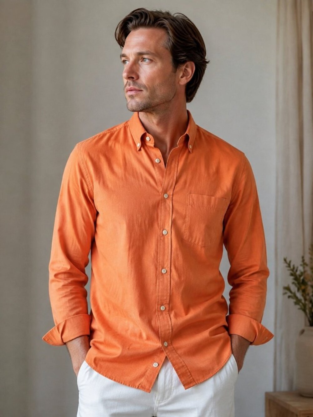 Sid Mashburn Shirt Orange Sz Large